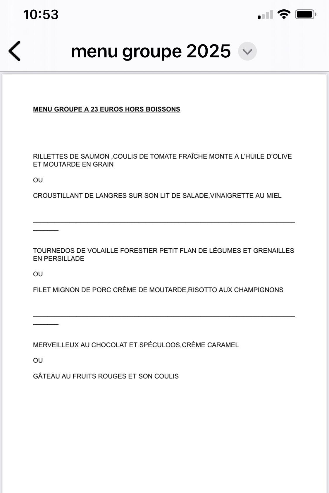 Menu du 10 janvier 2025